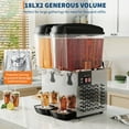thumbnail image 2 of 36L 2-Tank Commercial Cold Beverage Dispenser – 380W Stainless Steel Juice Machine – Thermostat Control, Refrigerated Water and Drink Dispenser – Perfect for Restaurants, Bars, Cafes, Parties, 2 of 8