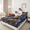 thumbnail image 3 of Castle Fairy Rustic Camouflage American Flag Bed Sheets 4-Piece,Abstract Camo Wildlife Bears Full Size Sheets,Navy Brown White,1 Fitted Sheet, 1 Flat Sheet and 2 Pillowcases, 3 of 6