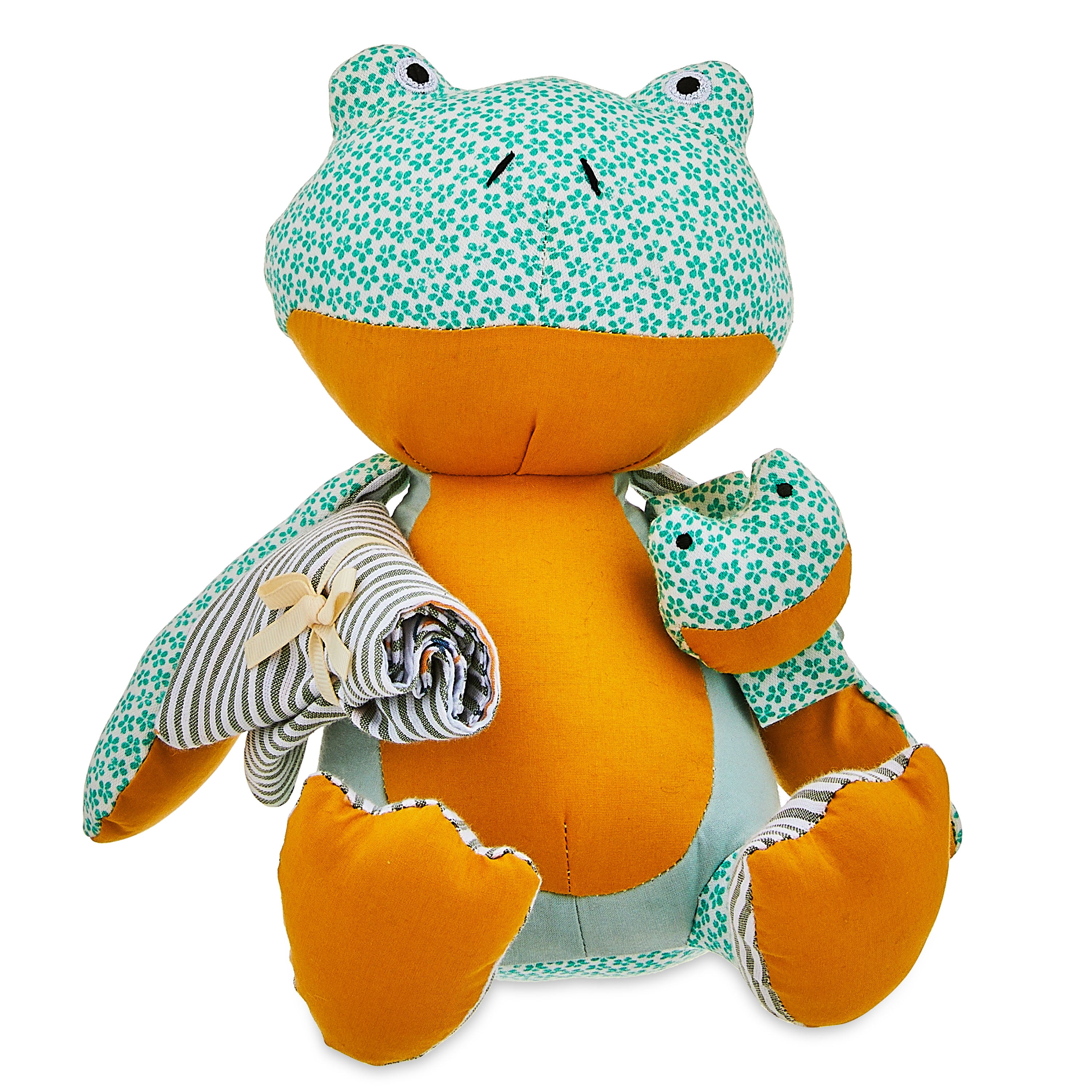 Green Frog Plush Easter Basket, 8 inch , Kipekee, Upcycled Plush Basket