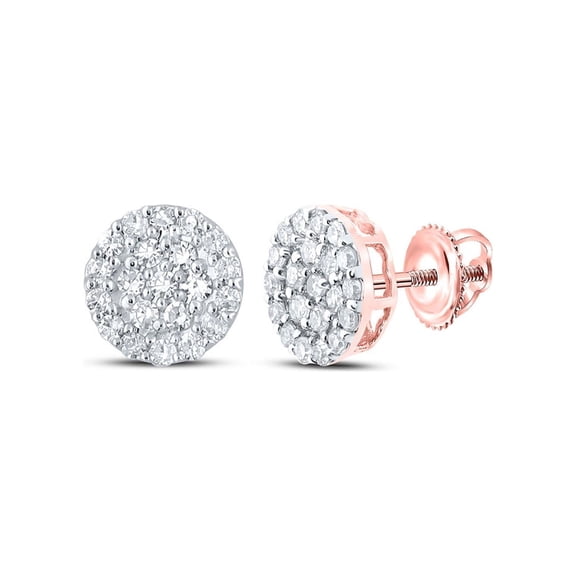Macey Worldwide Jewelry 10k Rose Gold Mens Diamond Earrings 1/4 Ctw