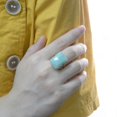 thumbnail image 6 of Real Amazonite Ring, Crystal Quartz Gold Plated Ring, Rectangle Gemstone Jewelry Gift for Women, Birthday Gift, Minimalist Jewelry, 6 of 10