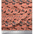 thumbnail image 1 of Soimoi Orange Polyester Crepe Fabric Artistic Insects Printed Fabric 1 Yard 52 Inch Wide, 1 of 1