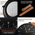 thumbnail image 3 of Watches for Man Ultra-Thin Men’s Quartz Watch with Large Minimalist Dial,Date Window ,Leather strap,Gift for Man Father's Day gift, 3 of 7