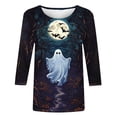 thumbnail image 5 of Yourumao Halloween Shirts for Women Plus Size Witch Printed 3/4 Sleeve Tops Crewneck Lightweight Graphic Tees for Fall Party, 5 of 5