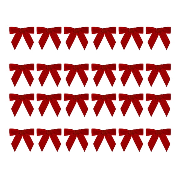 Small Velvet Christmas Bows 24 Pcs 3.15x3.17 Inch Mini Red Velvet Bows for Christmas Tree Wreath Gift Wrapping Crafts Wedding Party Treat Bags Home Decorations