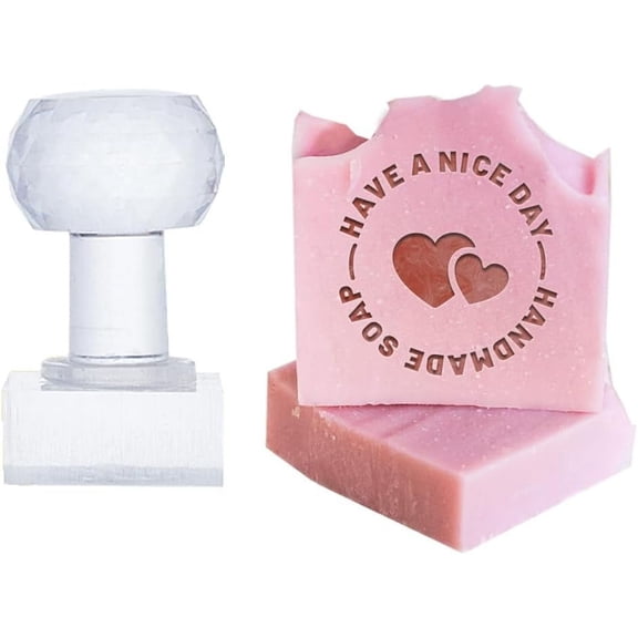 Handmade Soap Stamp Ring Words Love Soap Embossing Stamp with Handle 1.38inch Square Soap Chapter Imprint Stamp for DIY Supplies Envelope Invitation Party Favor Craft Art Gift
