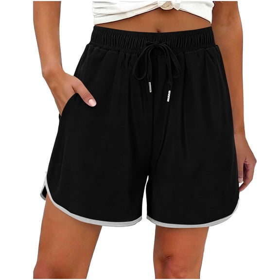 LEKWK Running Shorts for Women High Waisted Casual Athletic Shorts with Pockets Drawstring Relaxed Fit Workout Bottoms Summer Sporty Gym Outfits