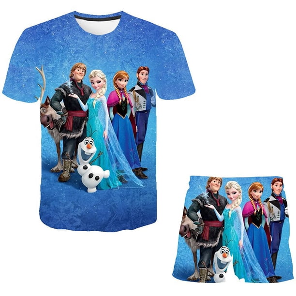 Moda bebé niños niña Frozen Elsa Anna conjuntos de ropa bebé niña ropa niños deportes sudadera pantalones 2 uds Elsa Anna trajes Outfit6T Gao Jinjia LED