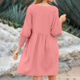 thumbnail image 6 of Aellinatey Womens Fall Dresses Casual Tunic Dress Short Sleeve Crew Neck Flowy Babydoll Dress, 6 of 9