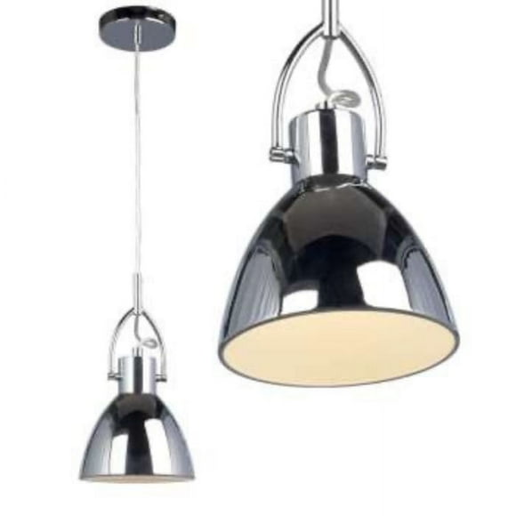 LFP501103 - PENDANT LIGHT SILVER DOME CHROME INSIDE WHITE ALUMINUM E26