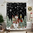 thumbnail image 7 of Shower Curtain 72"W x 78"L Snowman Christmas Trees Gifts Snowflakes Black Fabric Shower Curtains Set with Hooks Water Repellent Bathroom Curtains Machine Washable Bathroom Accessories, 7 of 7