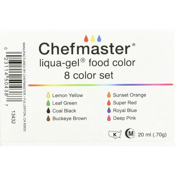 Chefmaster Brand Liqua-Gel Food Color Set (8 color set)