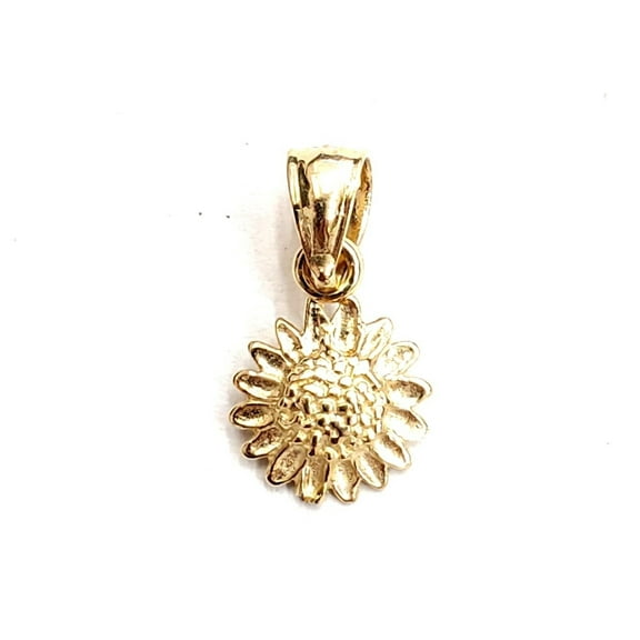 New 14k yellow Gold solid tiny sunflower girasol Pendant charm fine jewelry 0.7g