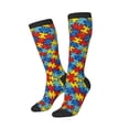 thumbnail image 2 of Womens Autism Awareness Puzzles Knee High Socks Comfy Thermal Boot Long Socks, 2 of 7