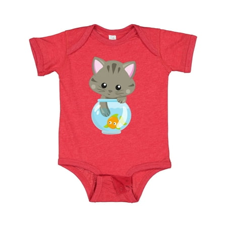 

Inktastic Cute Cat Little Cat Kitty Kitten Fish Bowl Gift Baby Girl Bodysuit