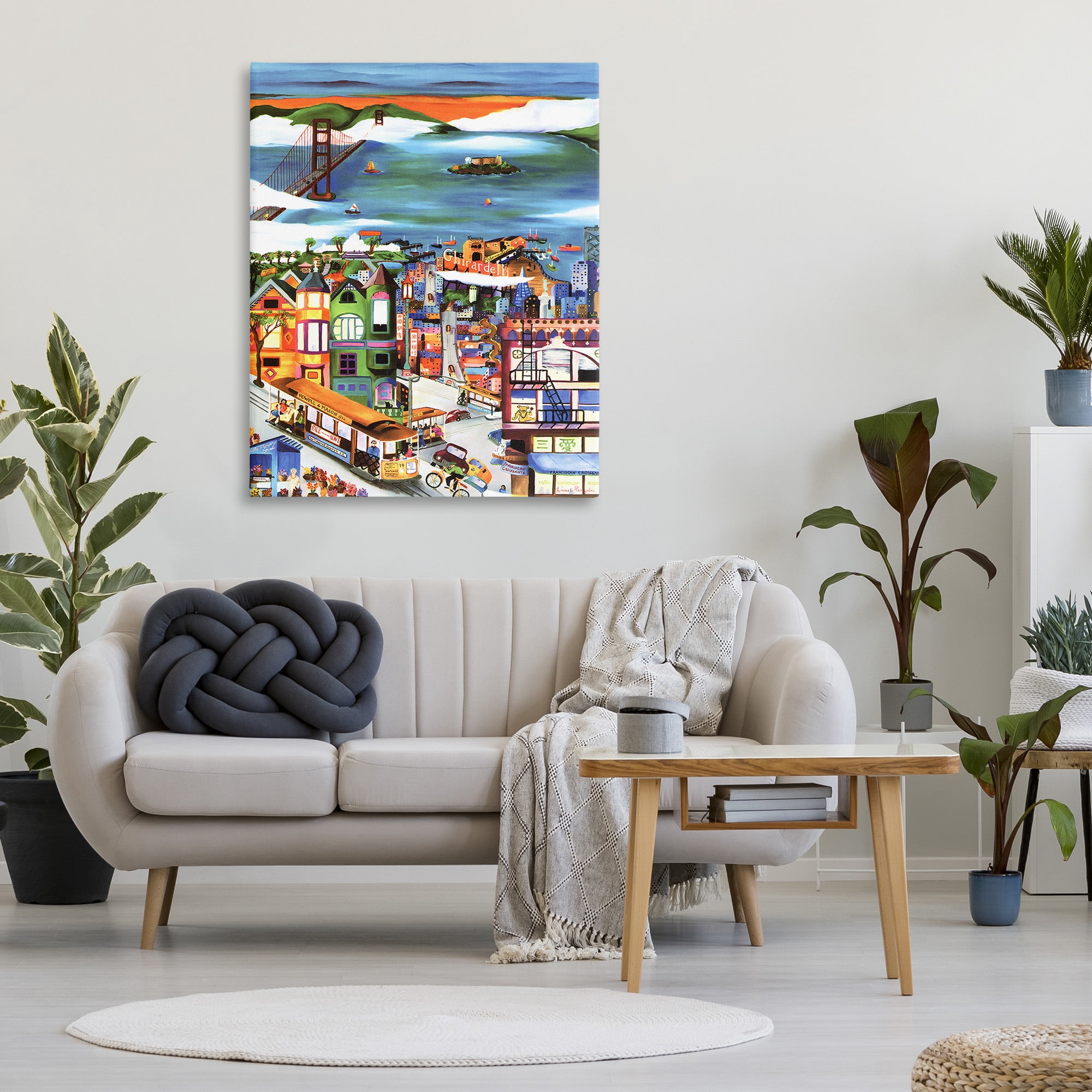 Stupell Industries Bustling Seaside Town Landscape Painting Gallery Wrapped Canvas Art Print Wall Art, 36 x 48