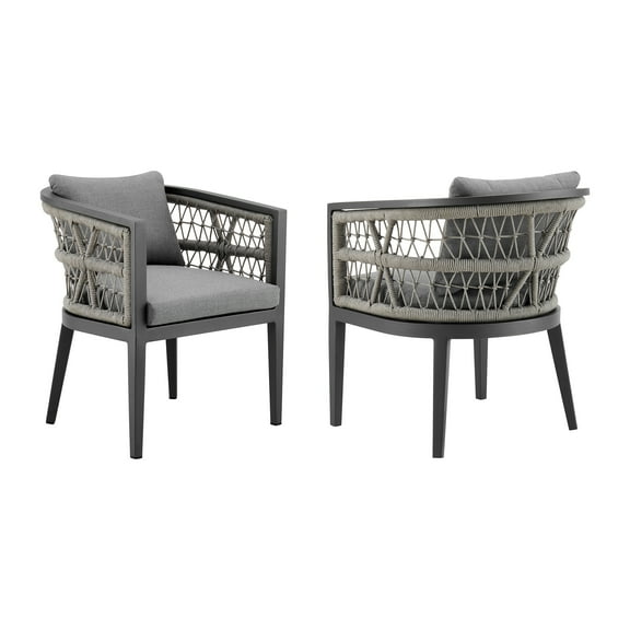 Zella Outdoor Patio Dining Chair in Aluminum - Set of 2
