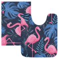 thumbnail image 3 of Ryvnso Flamingo Summer Palm Leaves Bathroom Shaggy Rugs Toilet U Shape Mat Soft Contour Rug 20"x24", 3 of 9