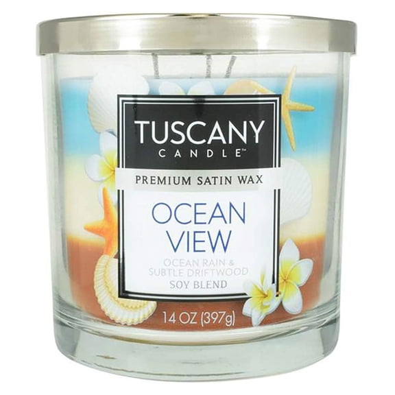 Tuscany Candle Ocean View Scented Jar Candle Driftwood Rain 14 Ounce Triple Wick