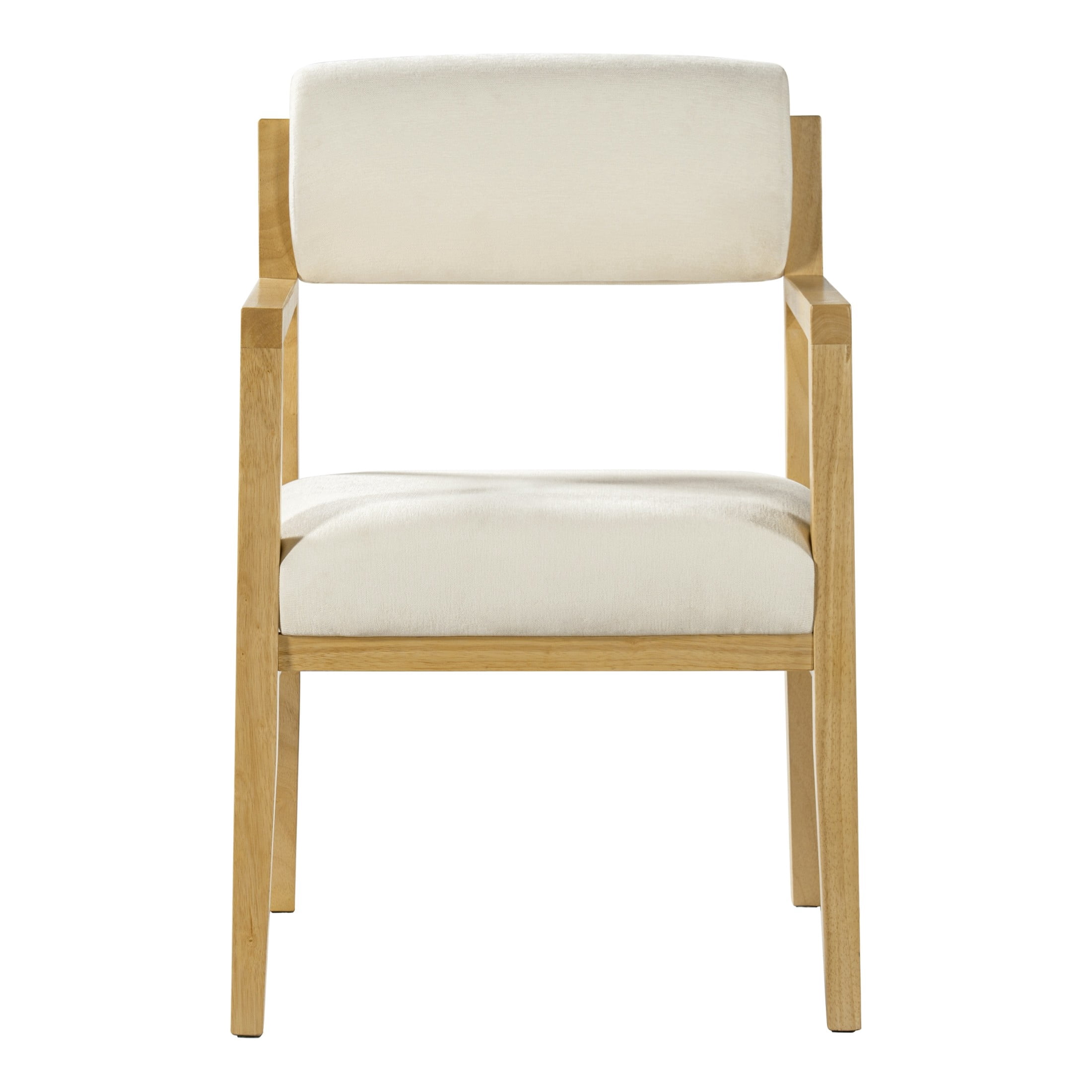 Christopher Knight Home Scandinavian Upholstered Dining Armchairs, Wood Frame, Natural+Beige, Set of 2