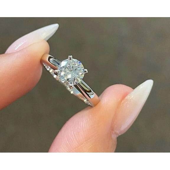 2CT Round Cut Lab Created Diamond Women's Engagement Ring 14K White Gold Plated
