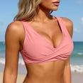 thumbnail image 5 of Bikini Tops for Women Twist Front V Neck Push Up Padded Swimsuit Top Bathing Suit Tops, 5 of 7