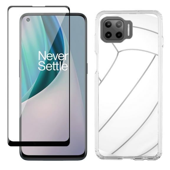 Slim-Fit Protective Phone Case compatible with Motorola Moto One 5G UW, with Tempered Glass Screen Protector, by OneToughShield ® - Volleyball
