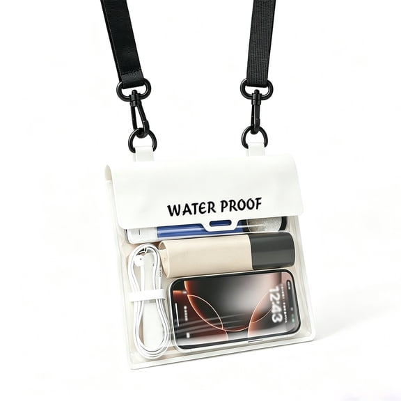 Waterproof Phone Pouch, Card Pocket, Large Waterproof Phone Case, Lightweight Cellphone Dry Bag, Beach Cruise Ship Essentials White