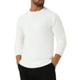 thumbnail image 5 of INSPIRE CHIC Men's Classic Solid Color Crew Neck Long Sleeve Soft Knit Pullover Sweater L White, 5 of 6
