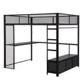 thumbnail image 6 of MIDOQIN Full Size Gaming Loft Bed with LED Desk, Metal Loft Bed Frame with Open Wardrobe & 3 Linen Storage Drawers, 6 of 7