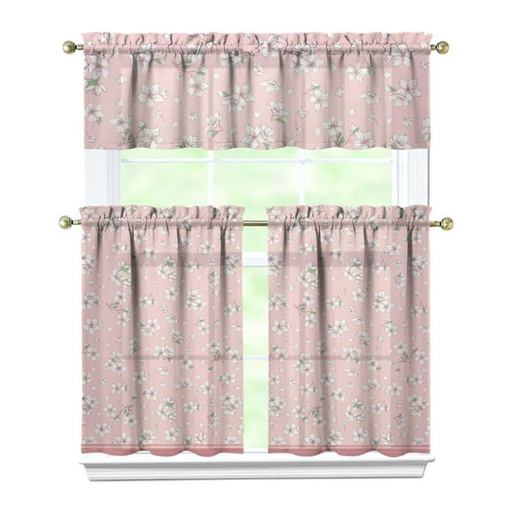 Kitchen Curtains and Valance Set 36 Inch Tier Pioneer Colorful Floral 3 Pieces Set Dining Room Small Curtain Drapes Cafe Curtains Valance for Home Decor Rod Pocket