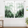 thumbnail image 2 of Green Misty Forest Small Kitchen Curtains Tree Mountain Window Treatment Woodland Landscape Rod Pocket Cafe Short Curtains for Bathroom Dining Room Men Tier Treatment Drapes, 2 of 5