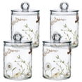 thumbnail image 2 of Vintage Leaves Butterflies Birds Florals Translucent Plastic Cans Storage Canisters with Lid Set of 2, 2 of 7