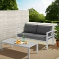 thumbnail image 2 of Aluminum Patio Loveseat Sofa with Table for Garden, 2 Seats Metal Outdoor Conversation Furniture Set, 2 of 6
