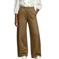 thumbnail image 3 of Liuinsasek Women's High Waist Straight Wide-Leg Pants Fashionable Versatile Casual Solid Color Elastic-Waist with Pockets Spring Summer Outfits, 3 of 7