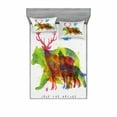 thumbnail image 2 of Ambesonne Animal Fitted Sheet & Pillow Sham Set, Alaska Animals Bear Wolf, Twin, Multicolor, 2 of 3