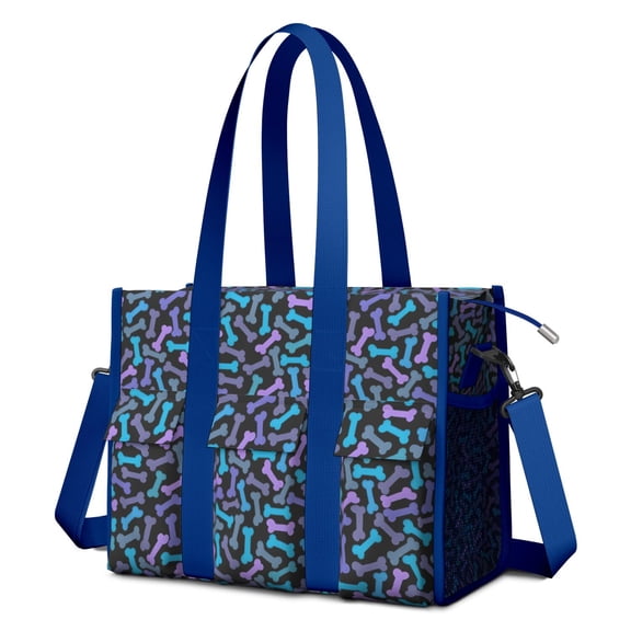 Teacher Tote Bag,Dog Bones Teacher Utility Tote Bag,Large Work Tote Bags for Women with Multiple Pockets,Top Zipper Closure,13.8x10.6x6.7 Inch