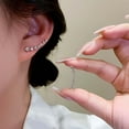 thumbnail image 3 of DAMAI Seven Star Diamond Stud Earrings, Sparkling Crystal Pierced Ear Climbers, Hypoallergenic Crystal Stud Wrap Earrings for Her for Wedding Christmas Anniversary, 3 of 8