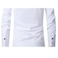 thumbnail image 4 of SWSMCLT Men's Long Sleeve Shirts Button Down Lapel Collar Collared Wrinkle-Free Slim Fit Business Formal Tops Lightweight Solid Plain Casual White 39, 4 of 5