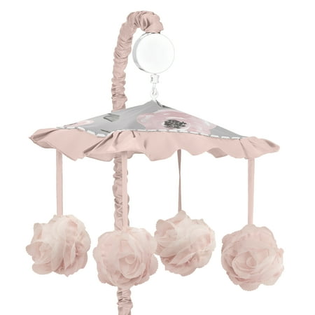 UPC: 0846480076339 | Watercolor Floral Grey Musical Crib Mobile by Sweet Jojo Designs