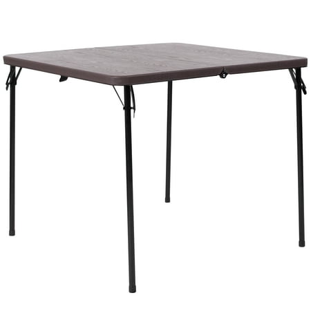 flash furniture 34 square bi fold brown wood grain plastic folding