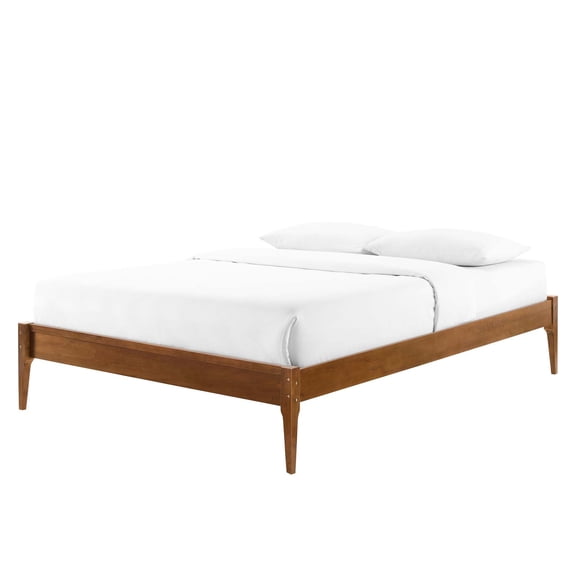 Platform Bed Frame, King Size, Wood, Brown Walnut, Modern Contemporary Urban Design, Bedroom Master Guest Suite
