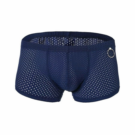 YWDJ Womens Boxer Briefs Breathable Lightweight No Show Ring Panties Sexy Fashion Breathable Nylon Mesh Thong Cool and Comfortable B Oxers Blue XL