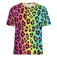 thumbnail image 5 of Animal Print Patterns Womens Tops Women's Fashion Casual Short Sleeve Flower Print Round Neck Pullover Top Blouse, 5 of 6
