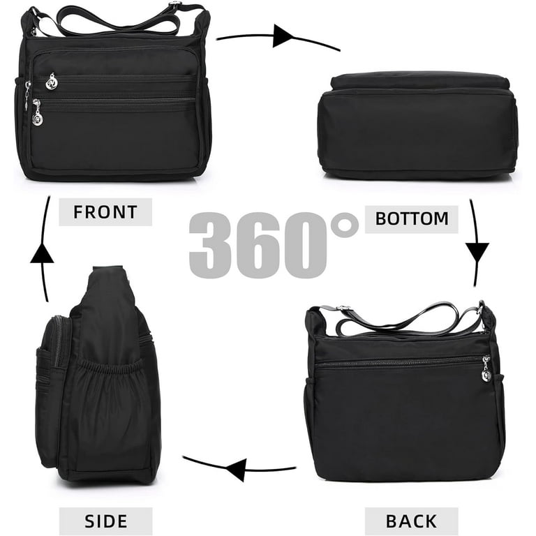 Large Size Nylon Purses for Women Compartments Purses with Lots of Pockets Multi Pocket Casual Crossbody Bag