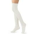 thumbnail image 3 of Spencer Women Cable Knitted Thigh High Socks Long Winter Socks Over the Knee High Socks Leg Warmers for Women, White, 3 of 10