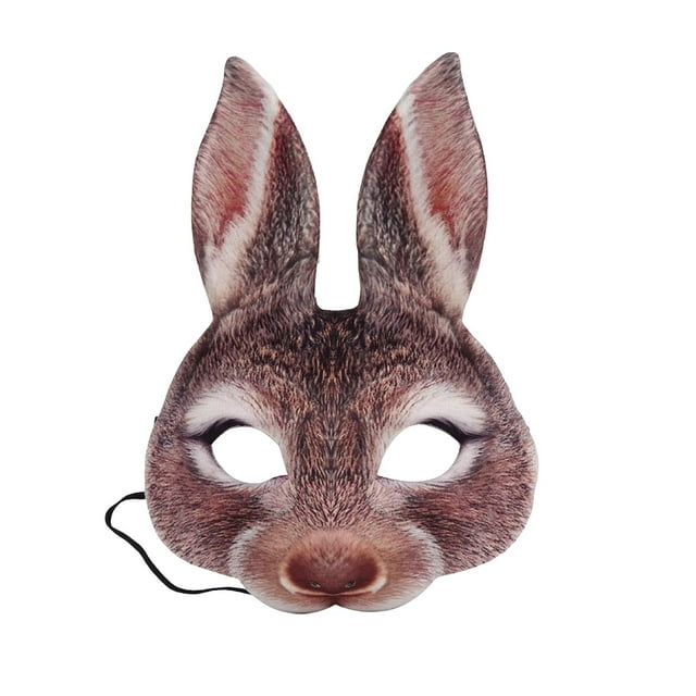 yingyy EVA Made Rabbit Cover Half Face Mask Prop For Kids Halloween Parties And Theatrical Celebrations Carnival Masquerade gray