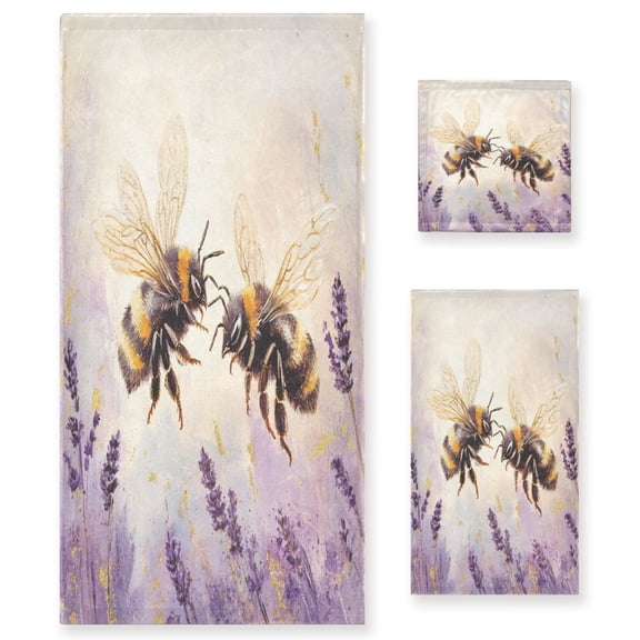 BZSMCE 3piece Bath Towel Sets Hand Bath Towels Fashion Buzzing Harmony Printed Towel Sets