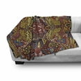 thumbnail image 3 of Psychedelic Soft Flannel Fleece Blanket, Retro Old-Fashion Doodle Effect Tribal Theme Pattern Hippie Funky Art Picture, Cozy Plush for Indoor and Outdoor Use, 50" x 70", Multicolor, by Ambesonne, 3 of 6