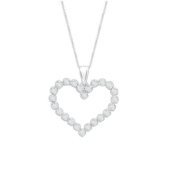 1/2 Carat Round Moissanite Heart Pendant Necklace for Women in 18K White Gold Plated Sterling Silver Lab Created Diamond Necklace (0.50 Cttw, D Color, VVS1 Clarity) Jewelry Gift For Her